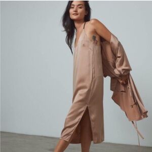 LUNYA Washable Silk Slip Dress in Otium Tan - Excellent Pre-loved Condition, XS